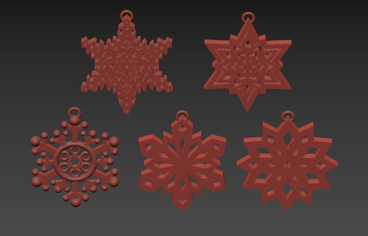Snowflake 1 pendant gold 3D print model_5