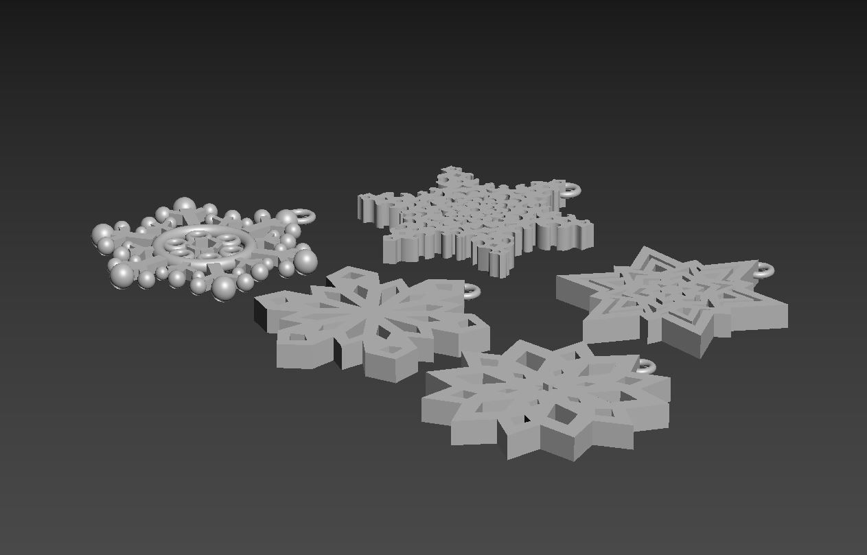 Snowflake 1 pendant gold 3D print model_6