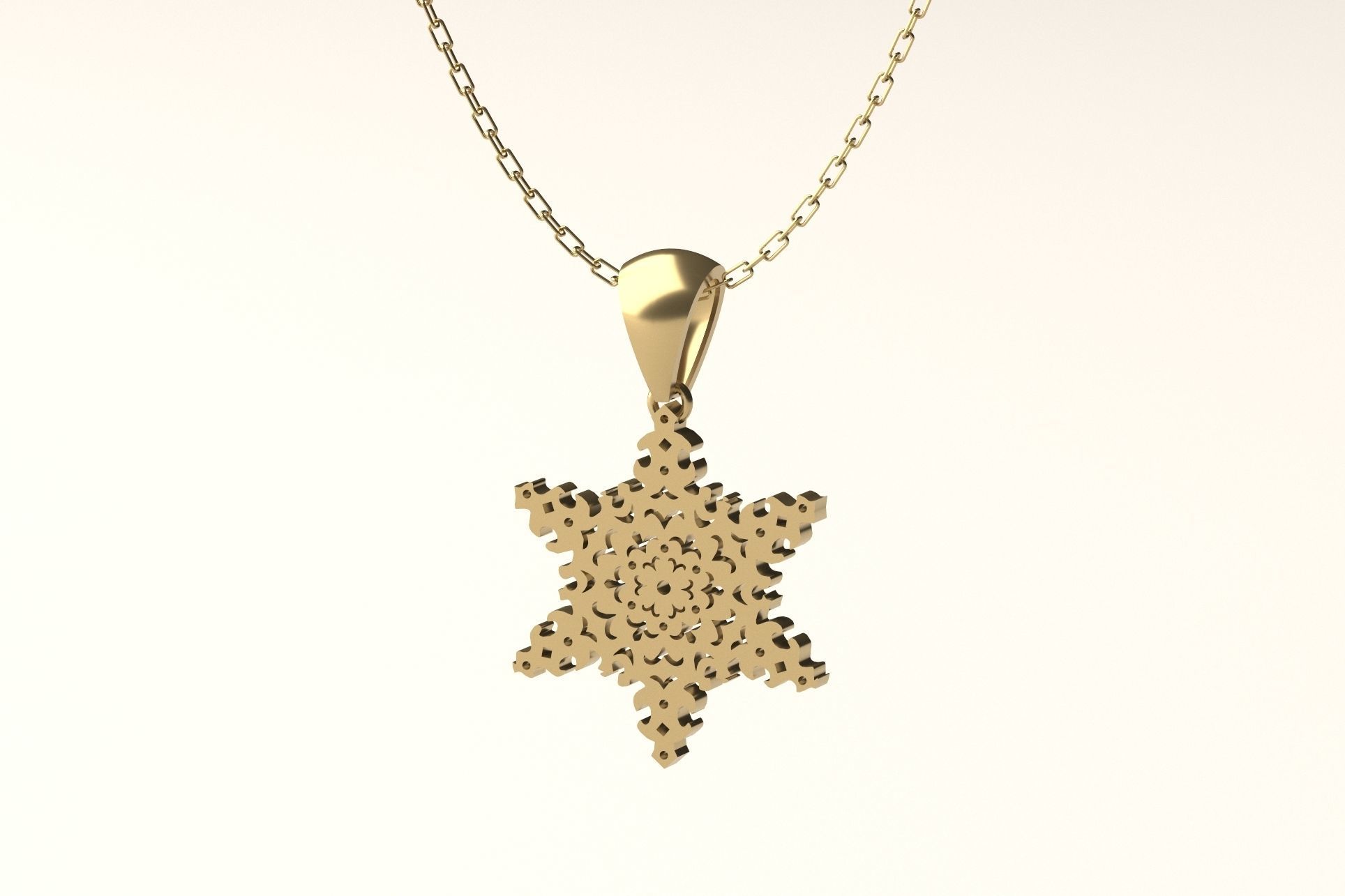Snowflake 1 pendant gold 3D print model_2