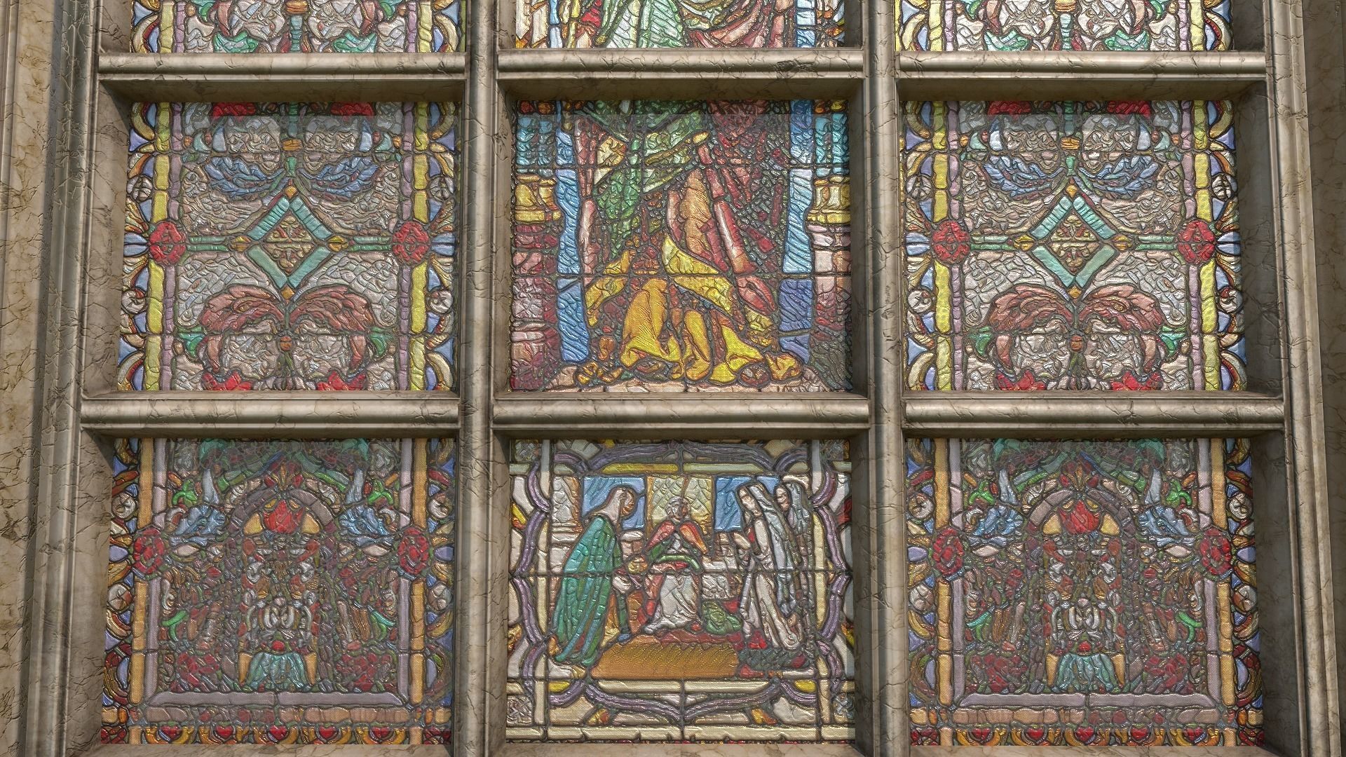 Stained Glass Window Pack Low-poly 3D model_9