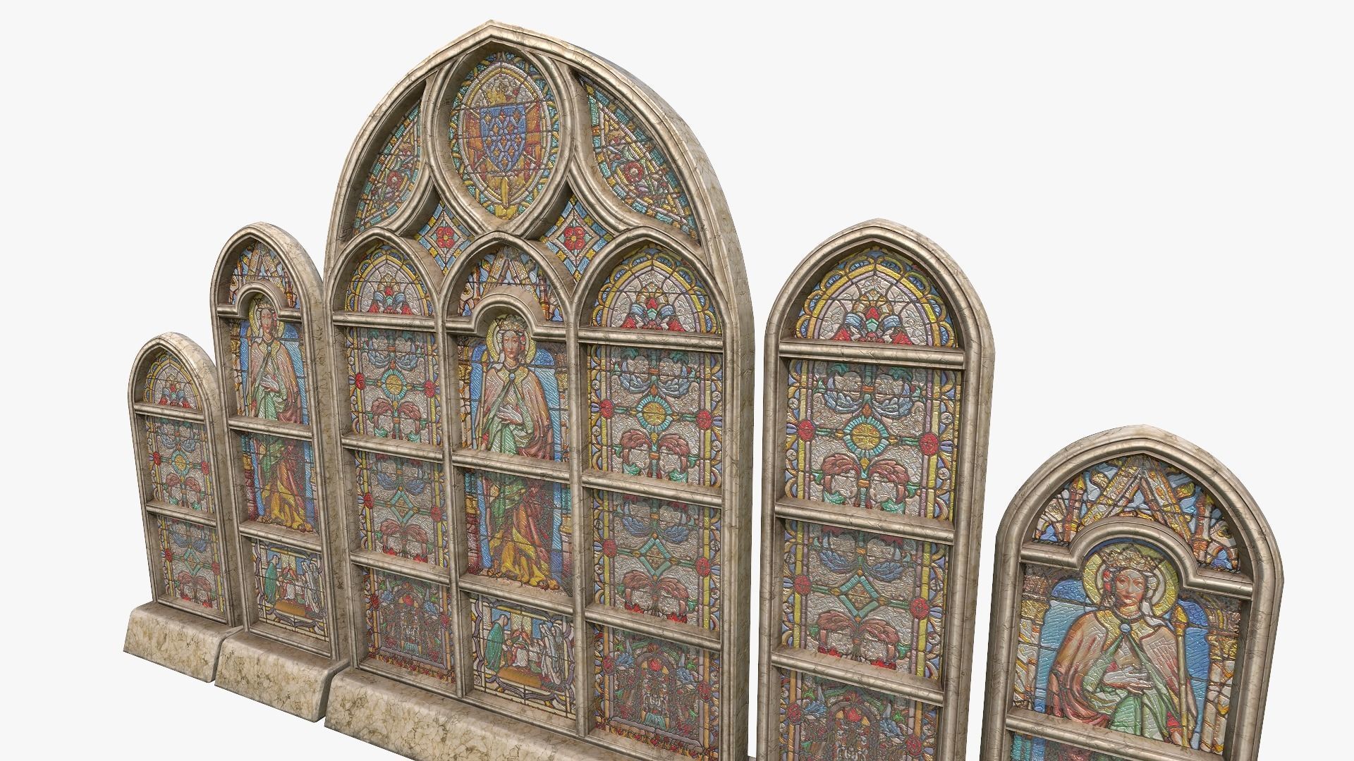Stained Glass Window Pack Low-poly 3D model_4