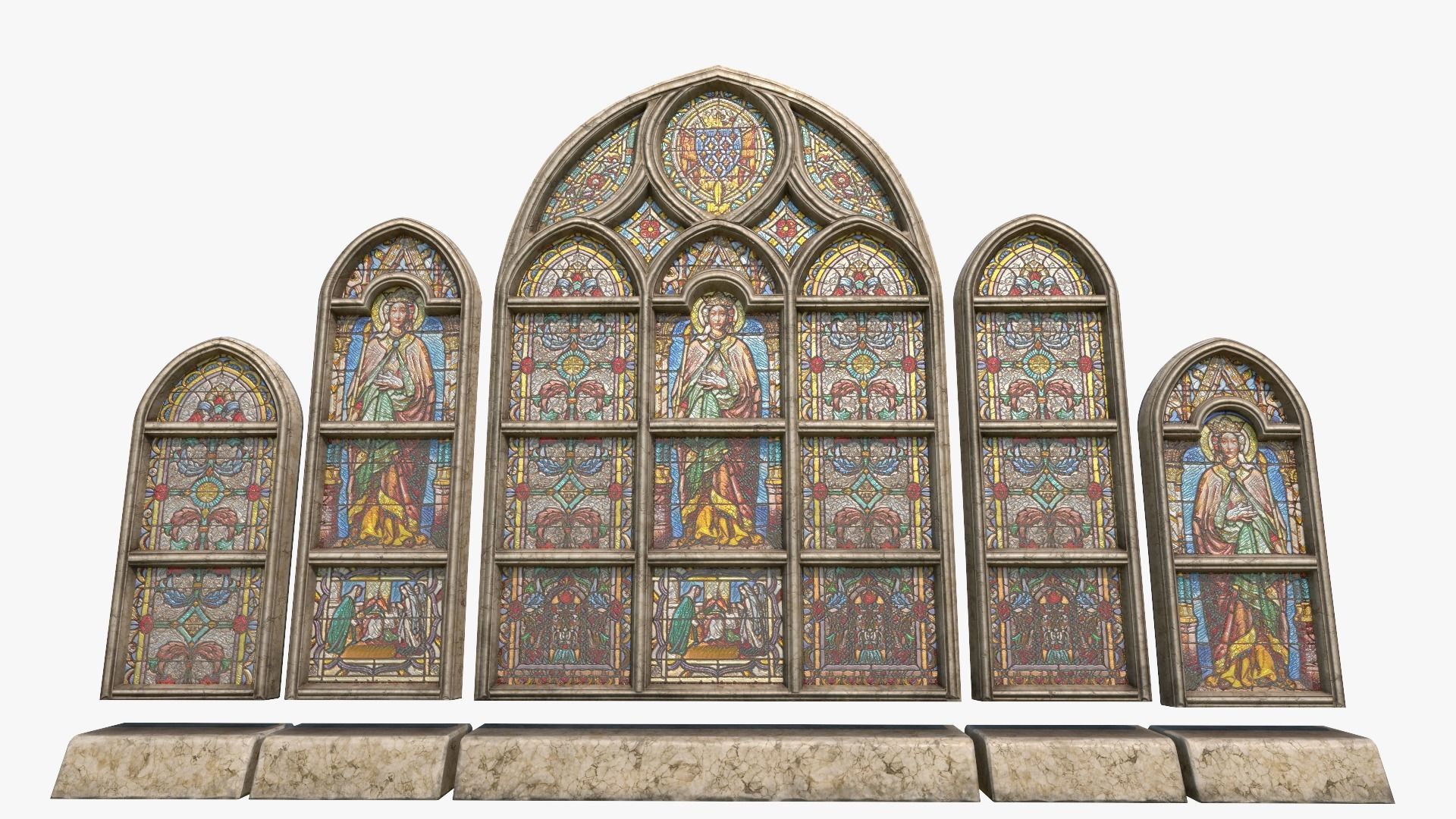 Stained Glass Window Pack Low-poly 3D model_2