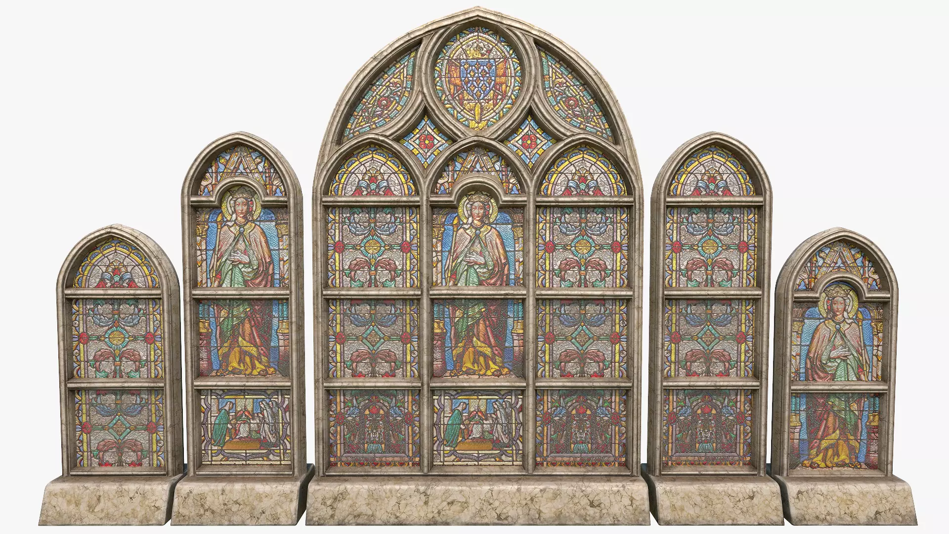 Stained Glass Window Pack Low-poly 3D model_0