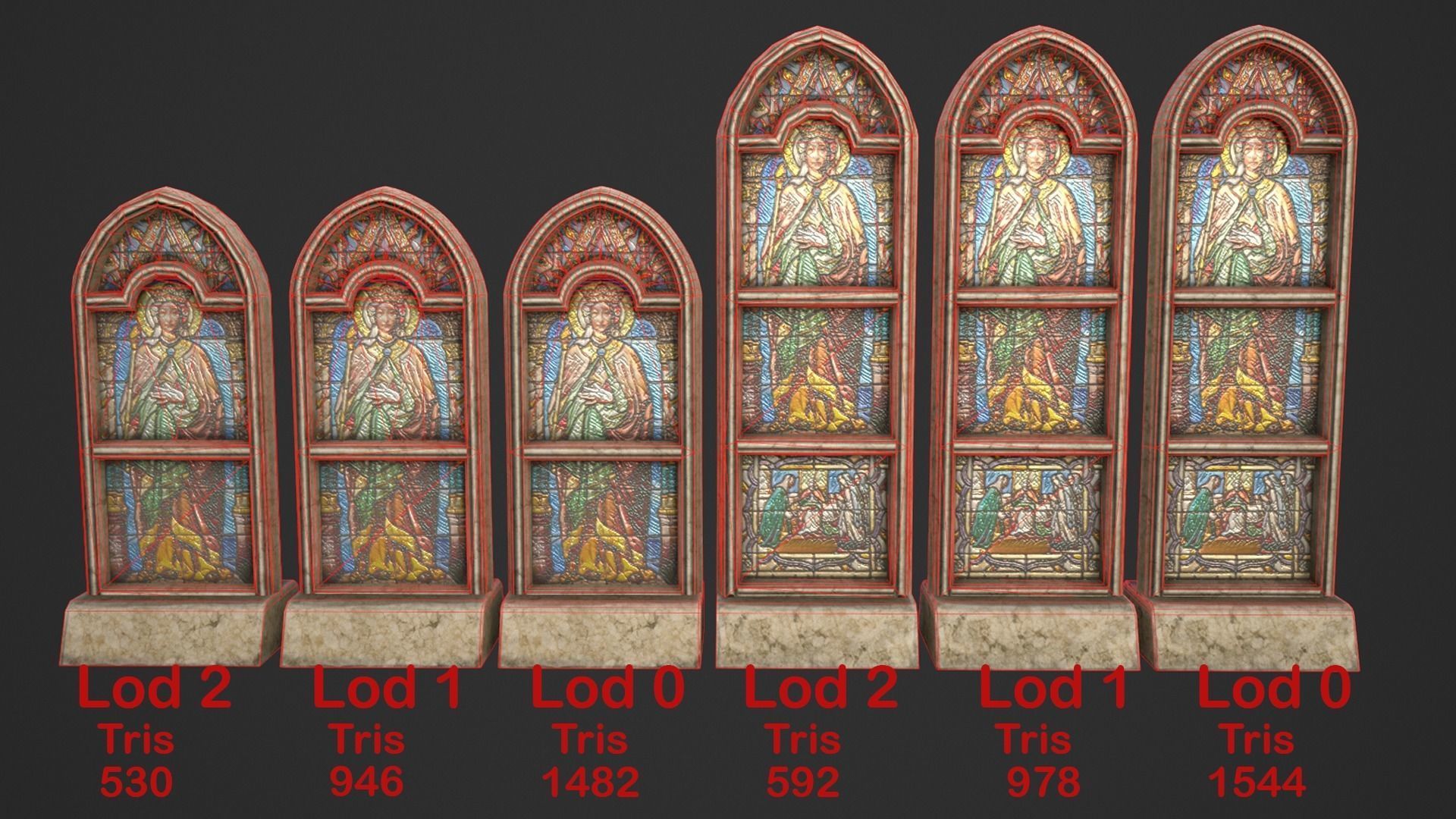 Stained Glass Window Pack Low-poly 3D model_11