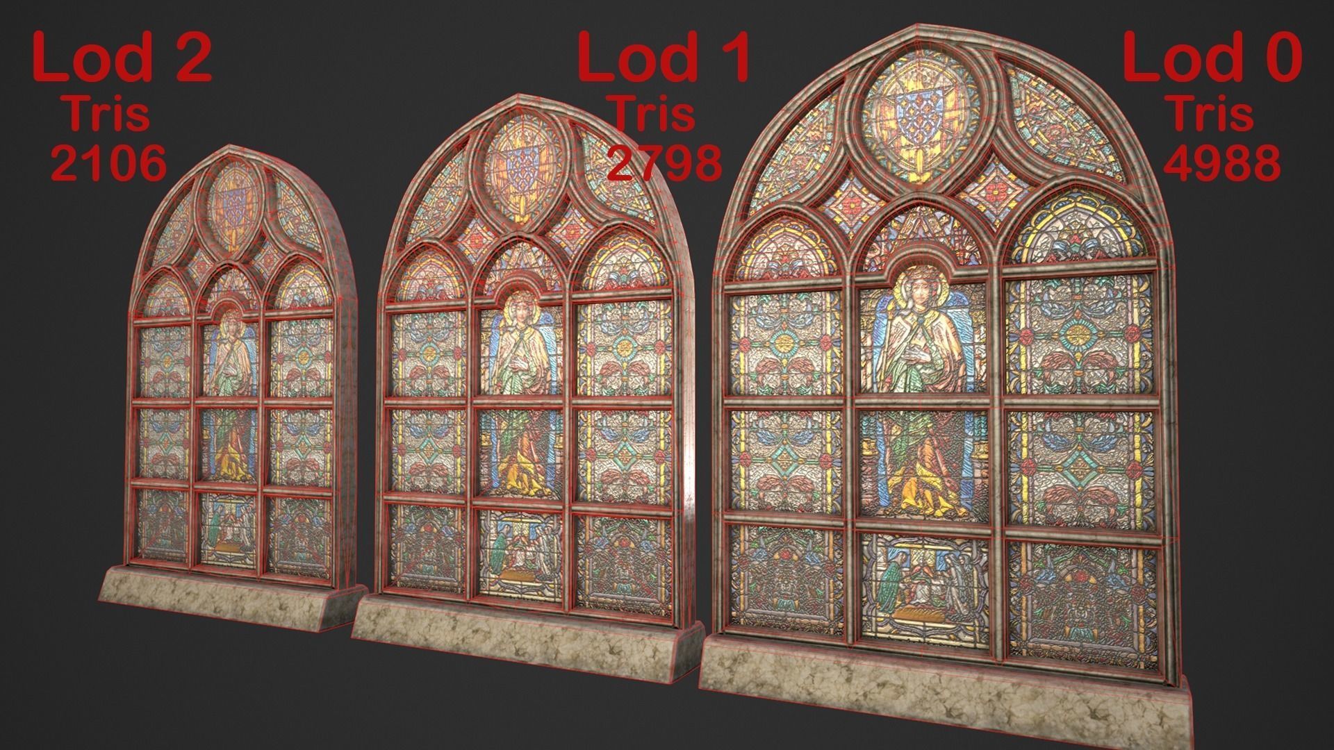 Stained Glass Window Pack Low-poly 3D model_13