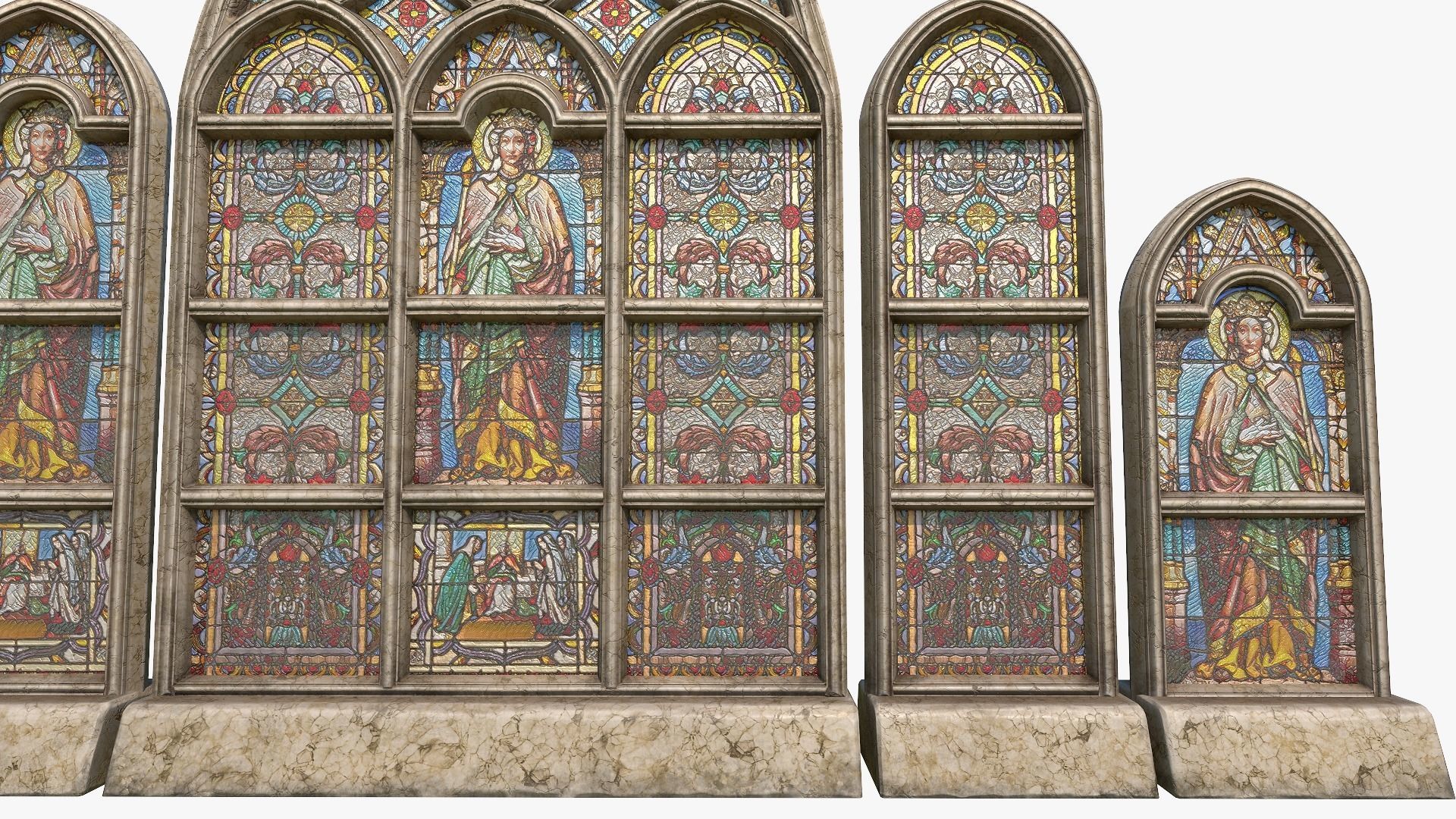 Stained Glass Window Pack Low-poly 3D model_5