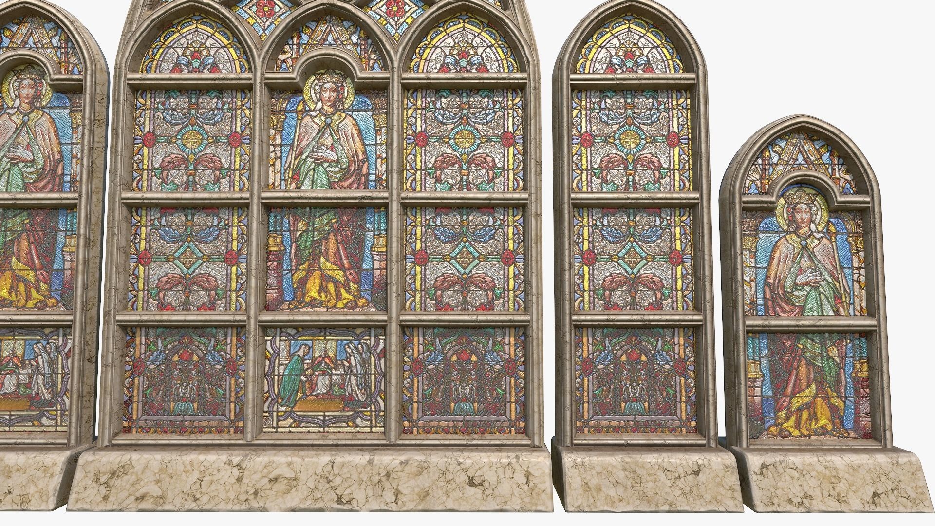 Stained Glass Window Pack Low-poly 3D model_6