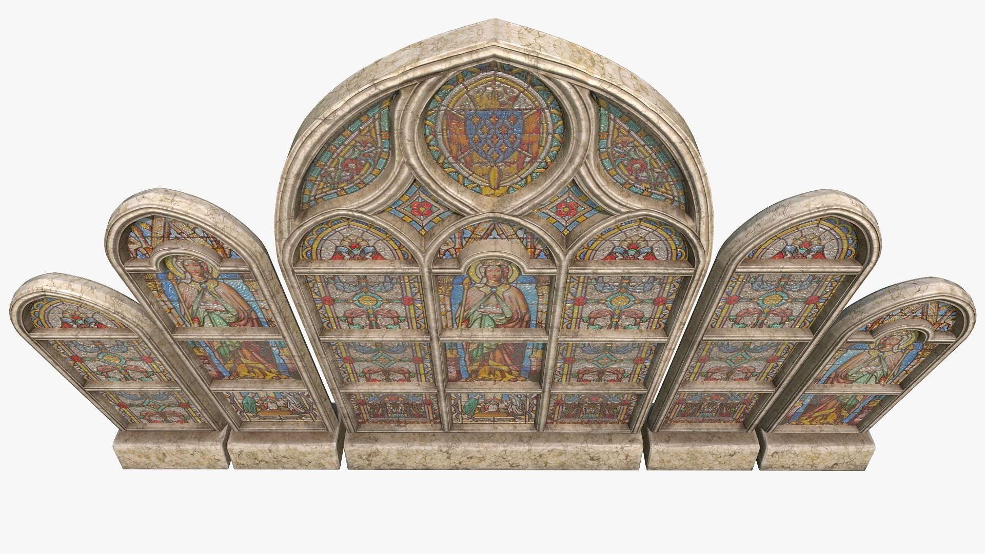 Stained Glass Window Pack Low-poly 3D model_3