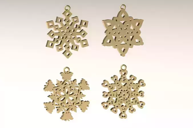 Snowflake 2 pendant gold