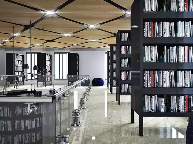 Public Library Interior Design Scene 3D model