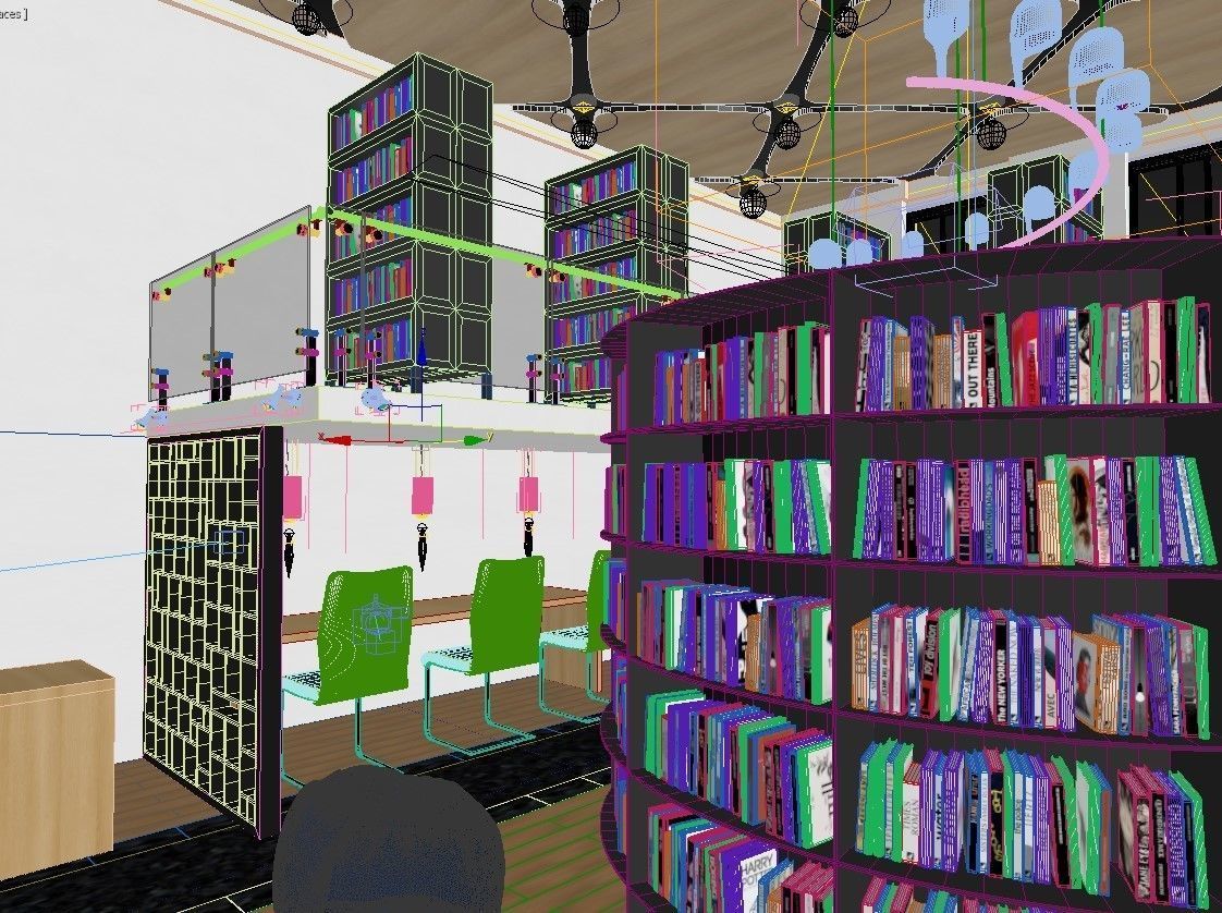 Public Library Interior Design Scene 3D model_10