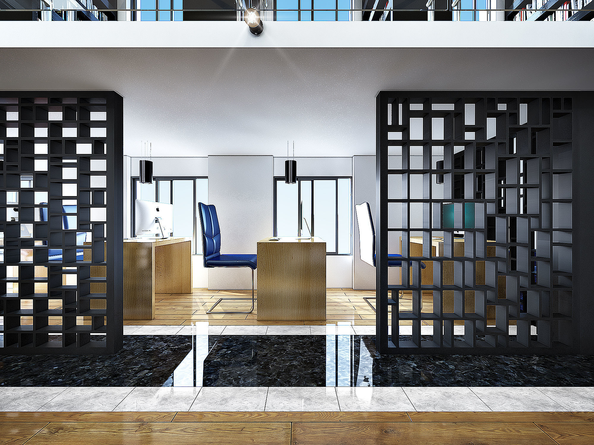 Public Library Interior Design Scene 3D model_5