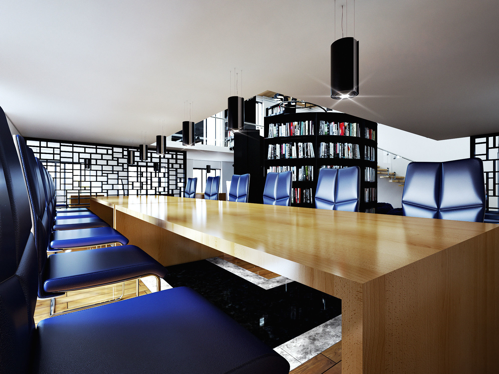 Public Library Interior Design Scene 3D model_2