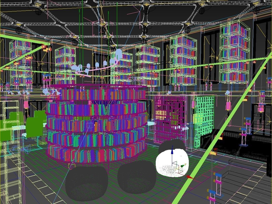 Public Library Interior Design Scene 3D model_8