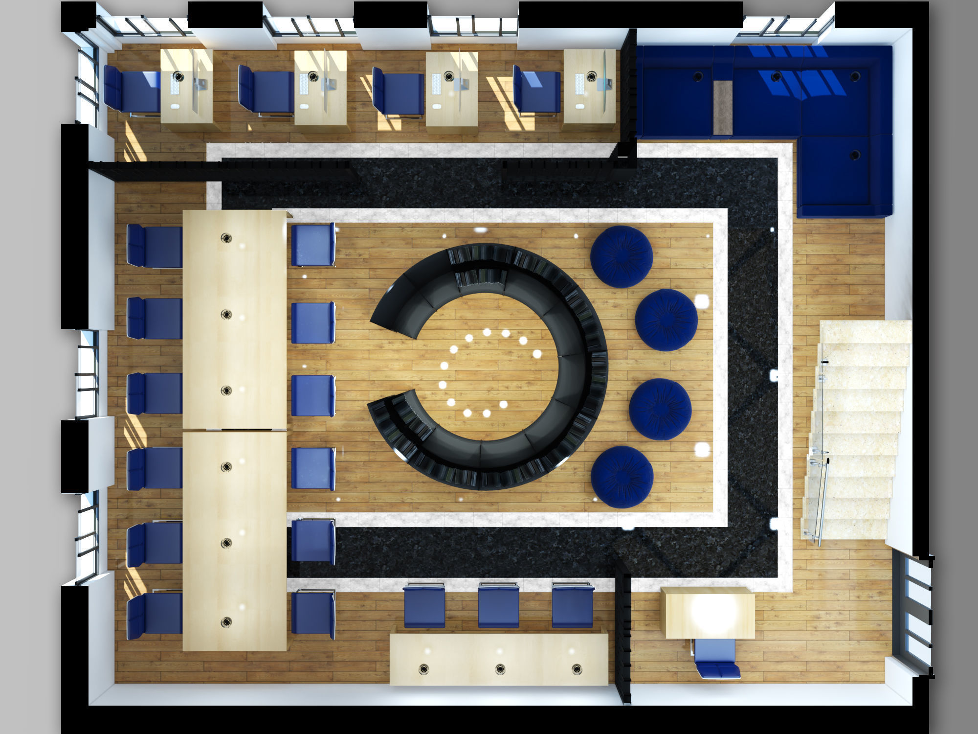 Public Library Interior Design Scene 3D model_6