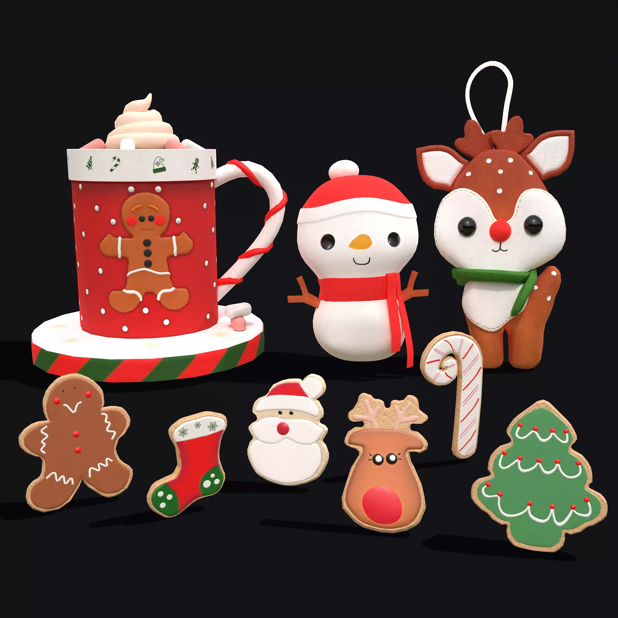 Christmas Hot Cocoa Toys and Cookie Pack 3D Model Collection_0