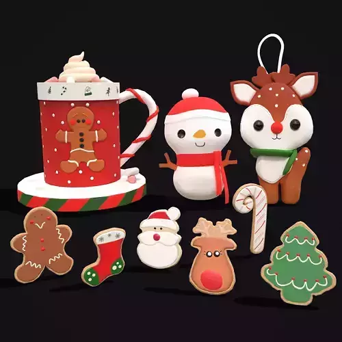Christmas Hot Cocoa Toys and Cookie Pack 3D Model Collection