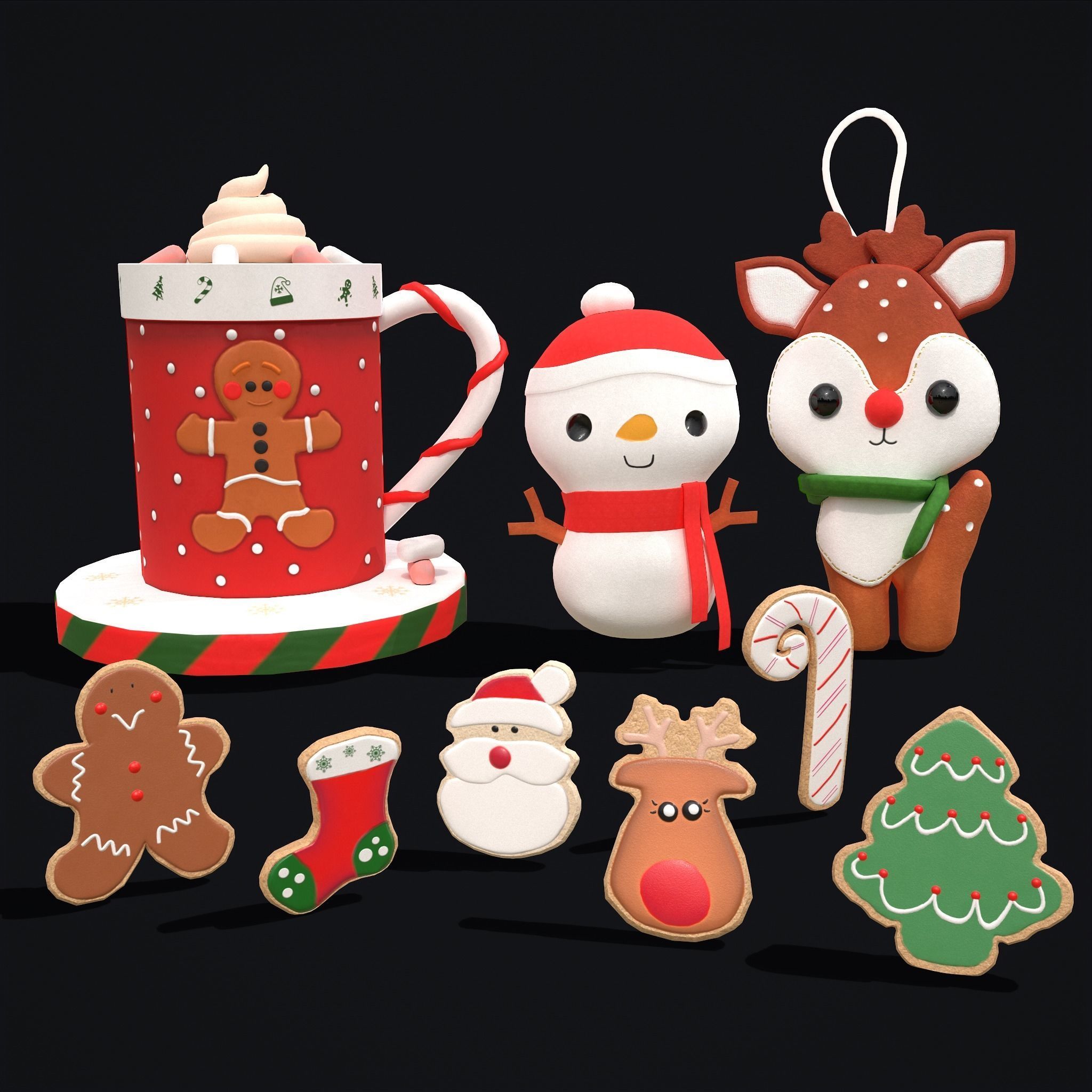 Christmas Hot Cocoa Toys and Cookie Pack 3D Model Collection_36