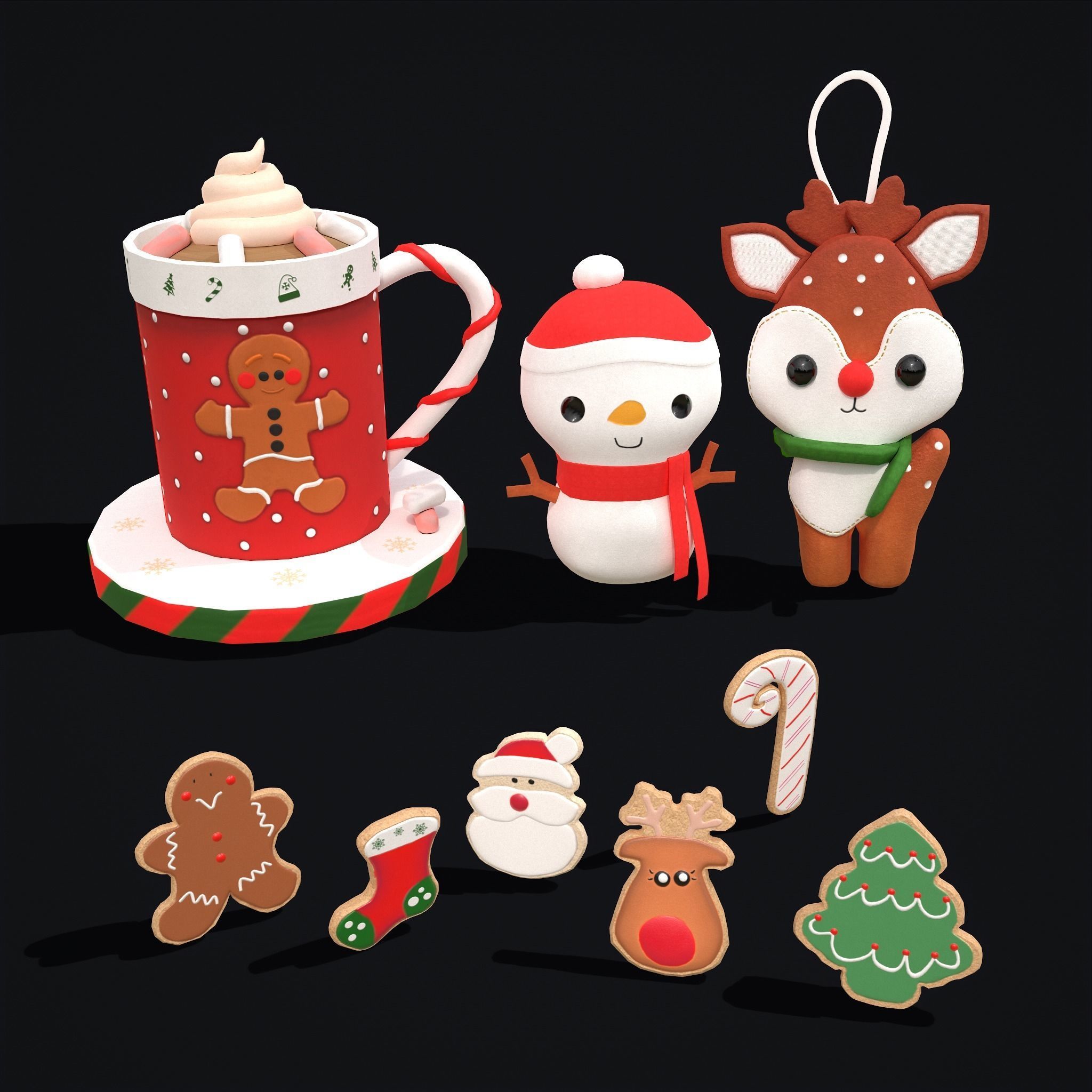 Christmas Hot Cocoa Toys and Cookie Pack 3D Model Collection_5