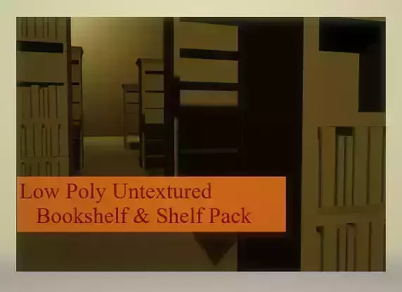 Untextured LowPoly Bookshelf and Shelf Pack