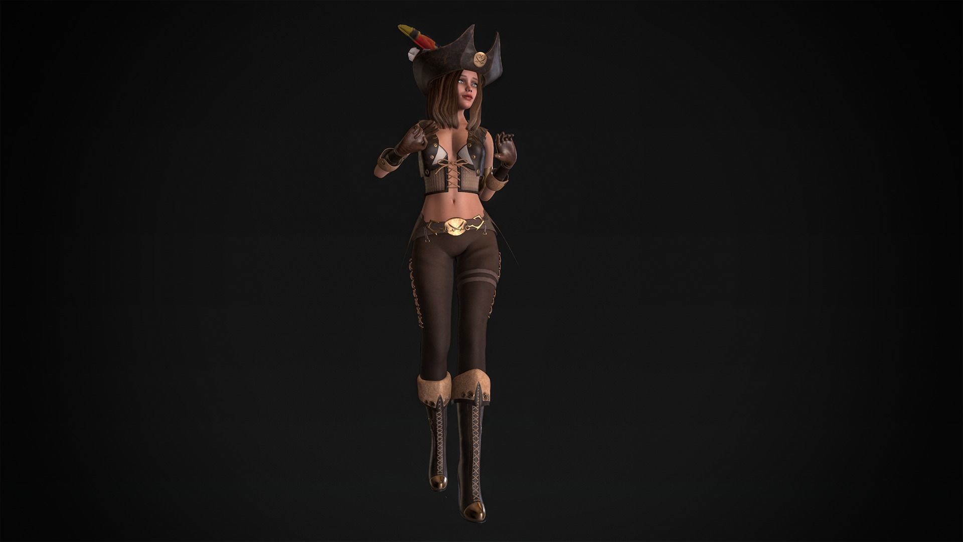 Pirate Girl Low-poly 3D model_7