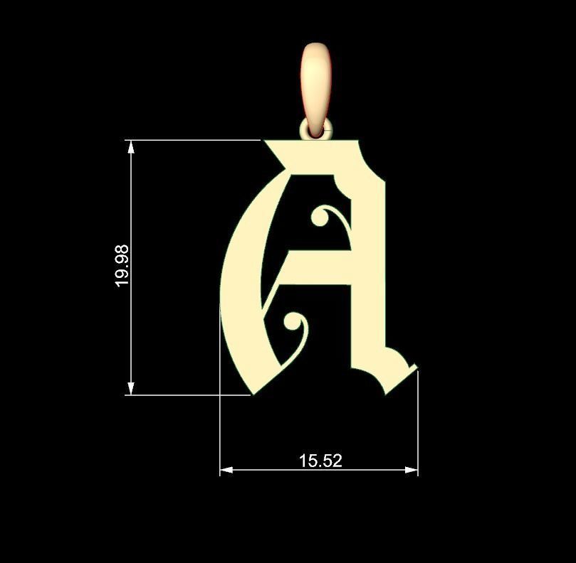 Initial Letters Pendant Battom Glory A 3D print model_4