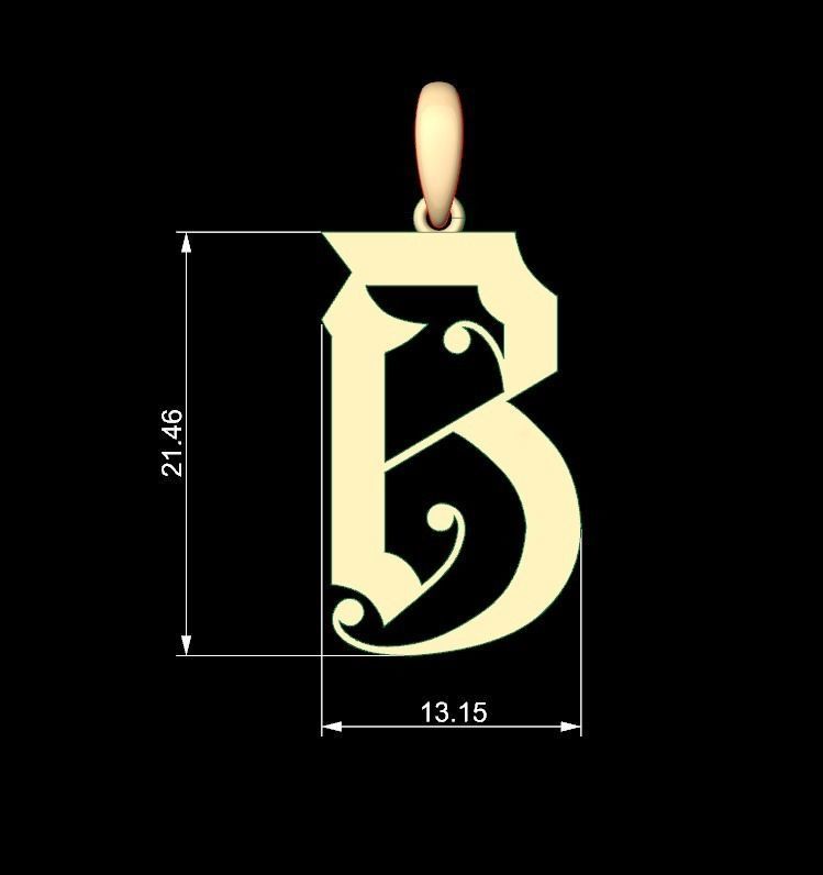 Initial Letters Pendant Battom Glory B 3D print model_4