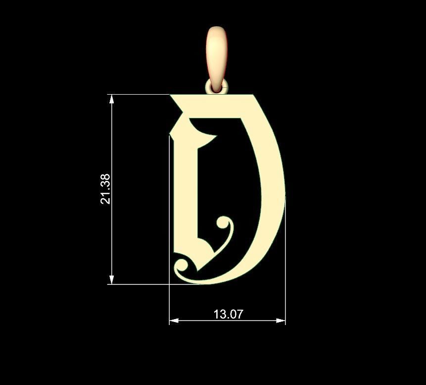 Initial Letters Pendant Battom Glory D 3D print model_5