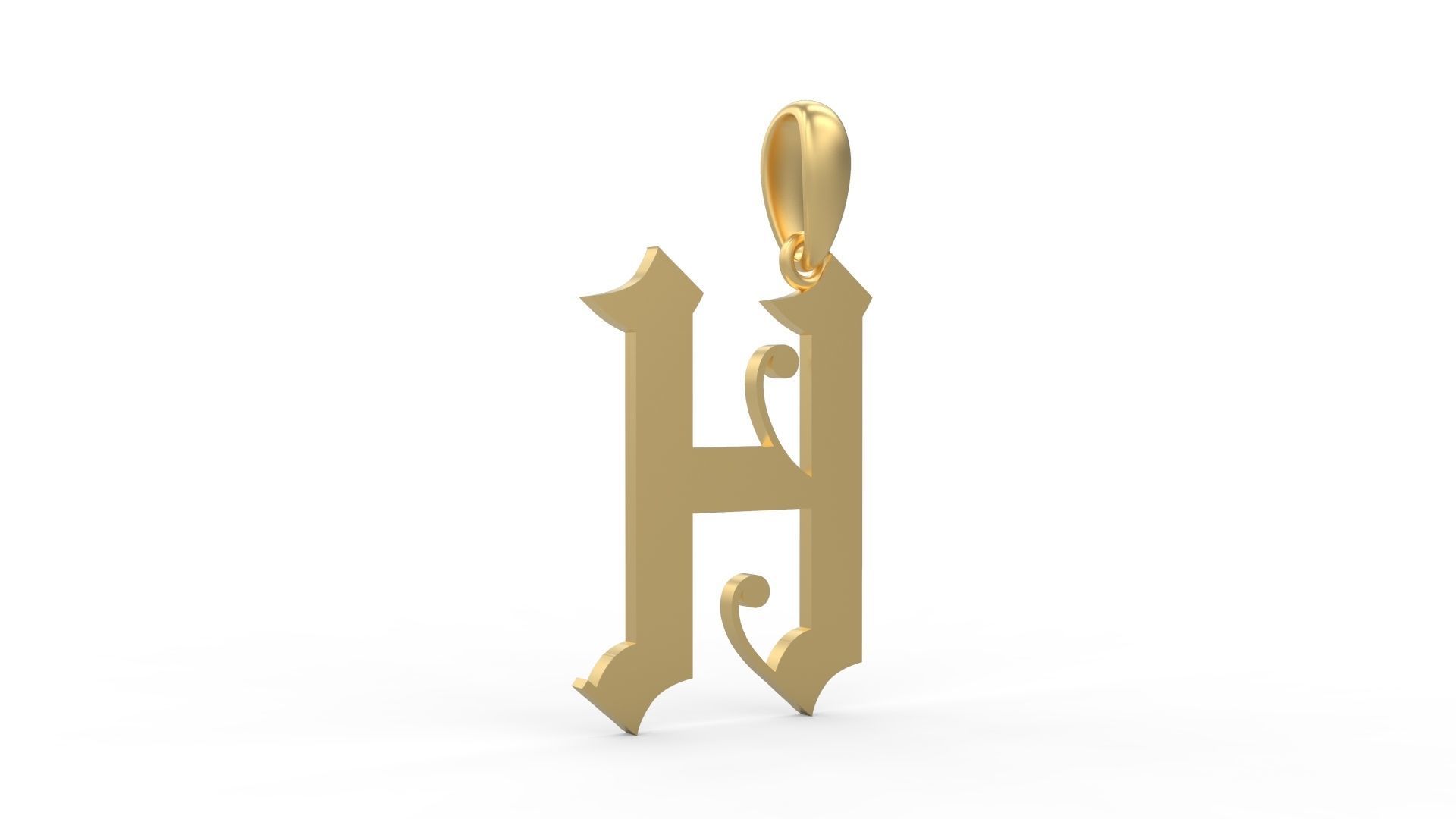 Initial Letters Pendant Battom Glory H 3D print model_3