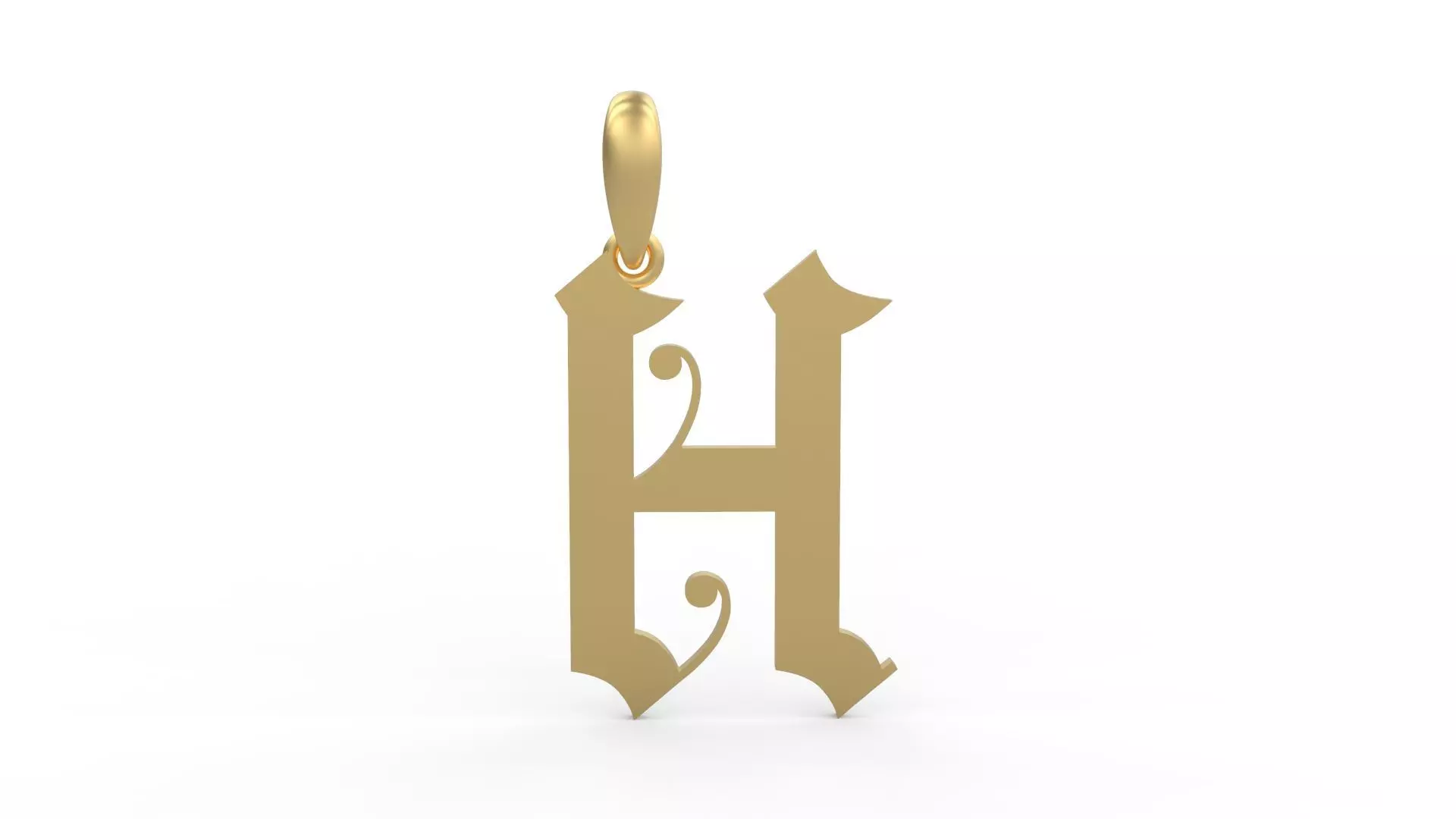 Initial Letters Pendant Battom Glory H 3D print model_0