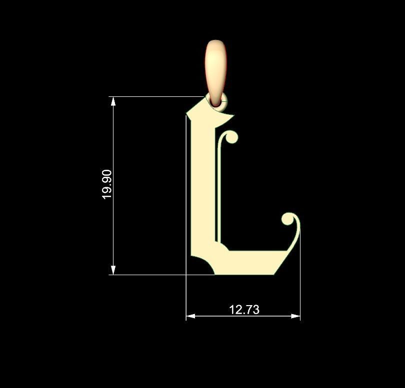 Initial Letters Pendant Battom Glory L 3D print model_4