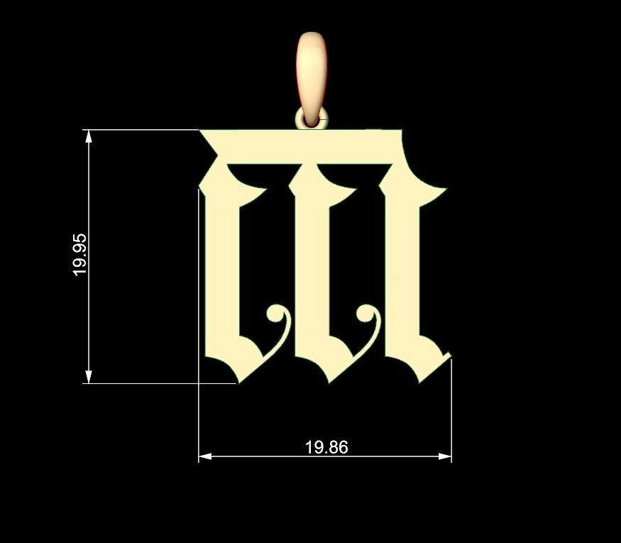 Initial Letters Pendant Battom Glory M 3D print model_4