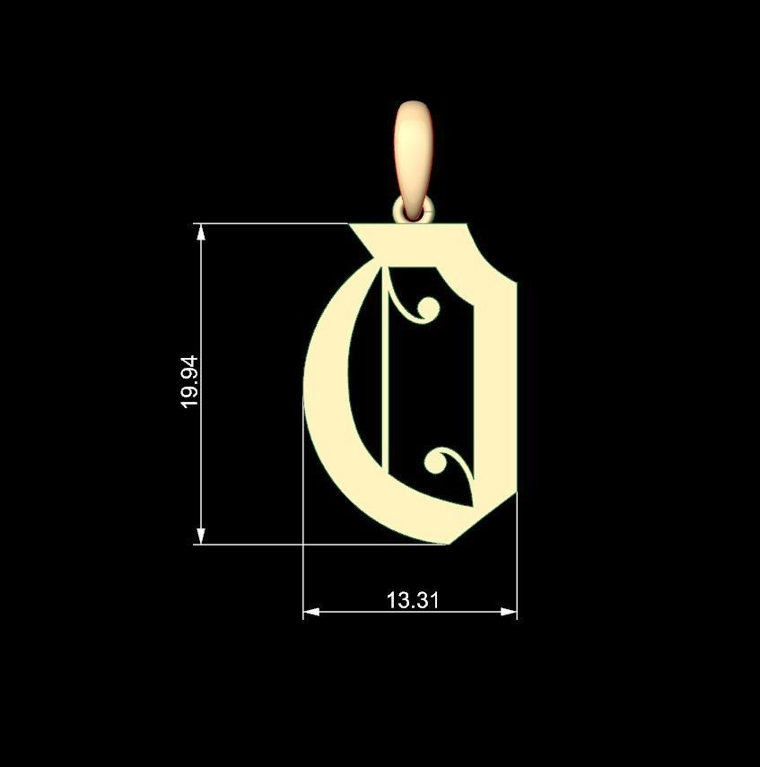 Initial Letters Pendant Battom Glory O 3D print model_4