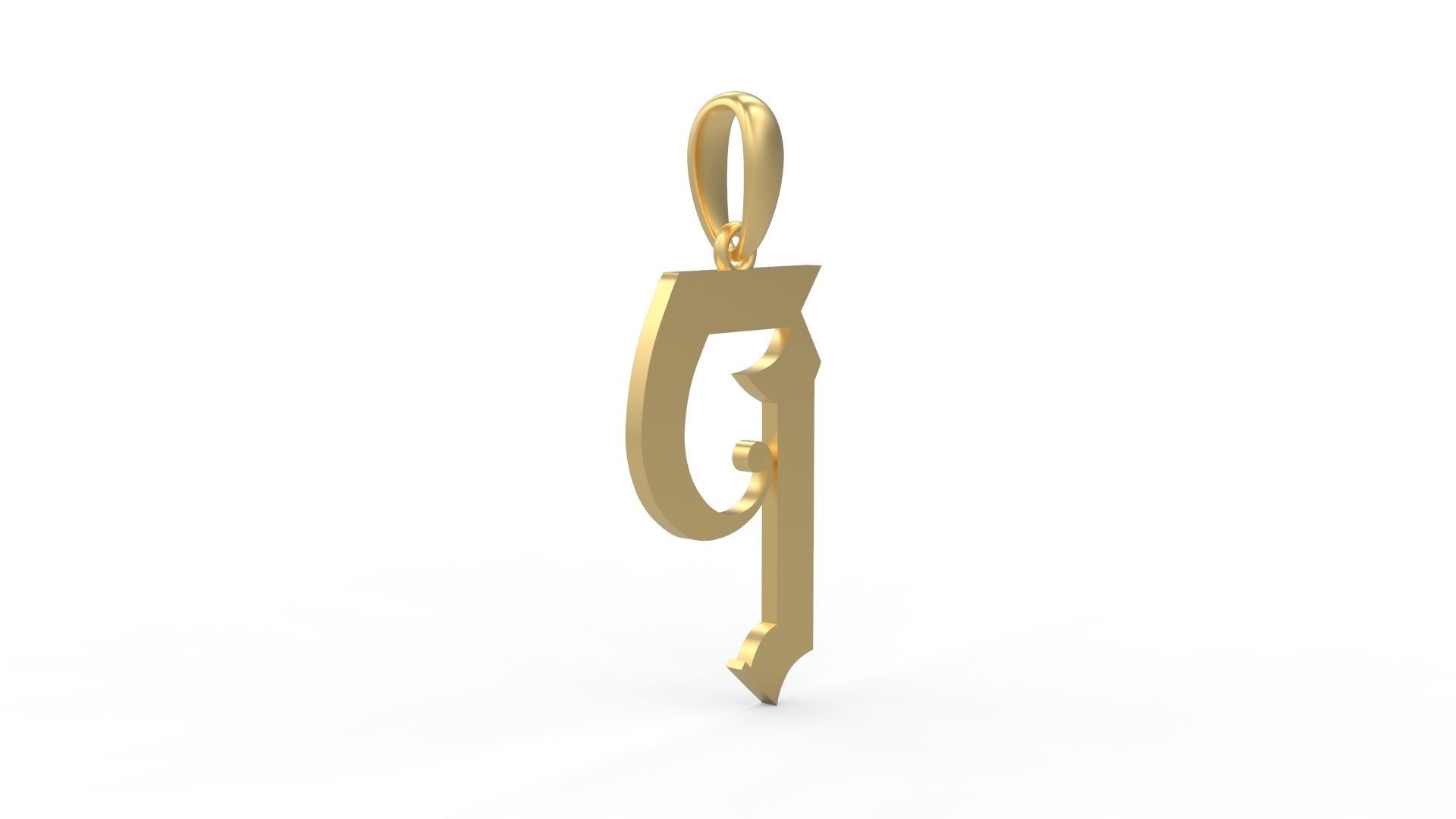 Initial Letters Pendant Battom Glory P 3D print model_3