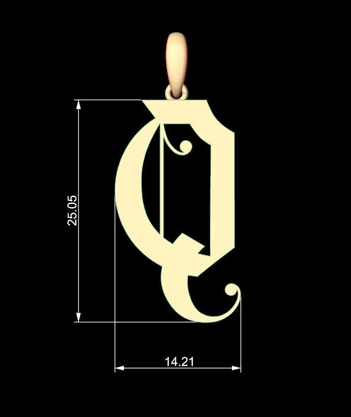 Initial Letters Pendant Battom Glory Q 3D print model_4