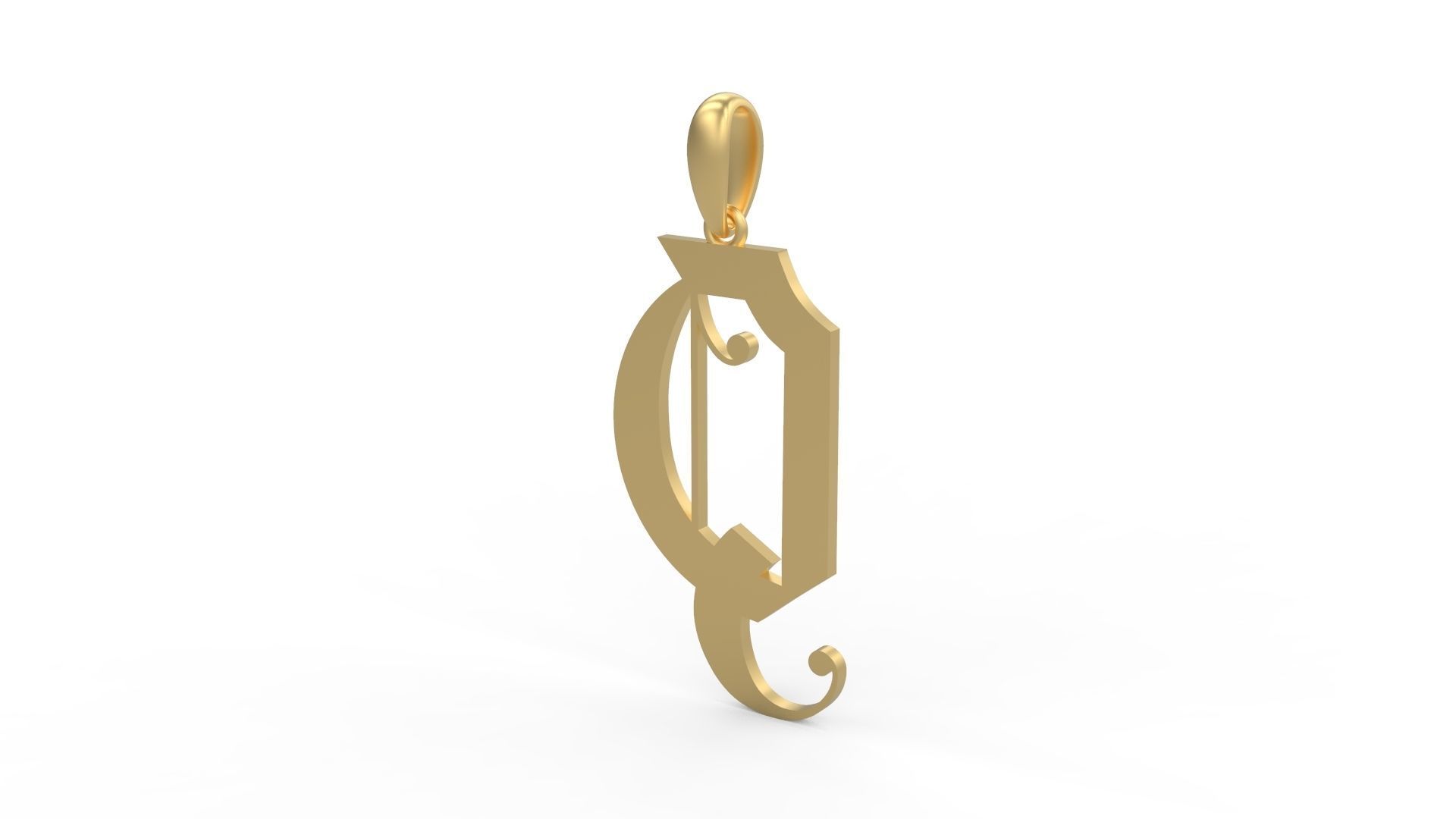 Initial Letters Pendant Battom Glory Q 3D print model_1