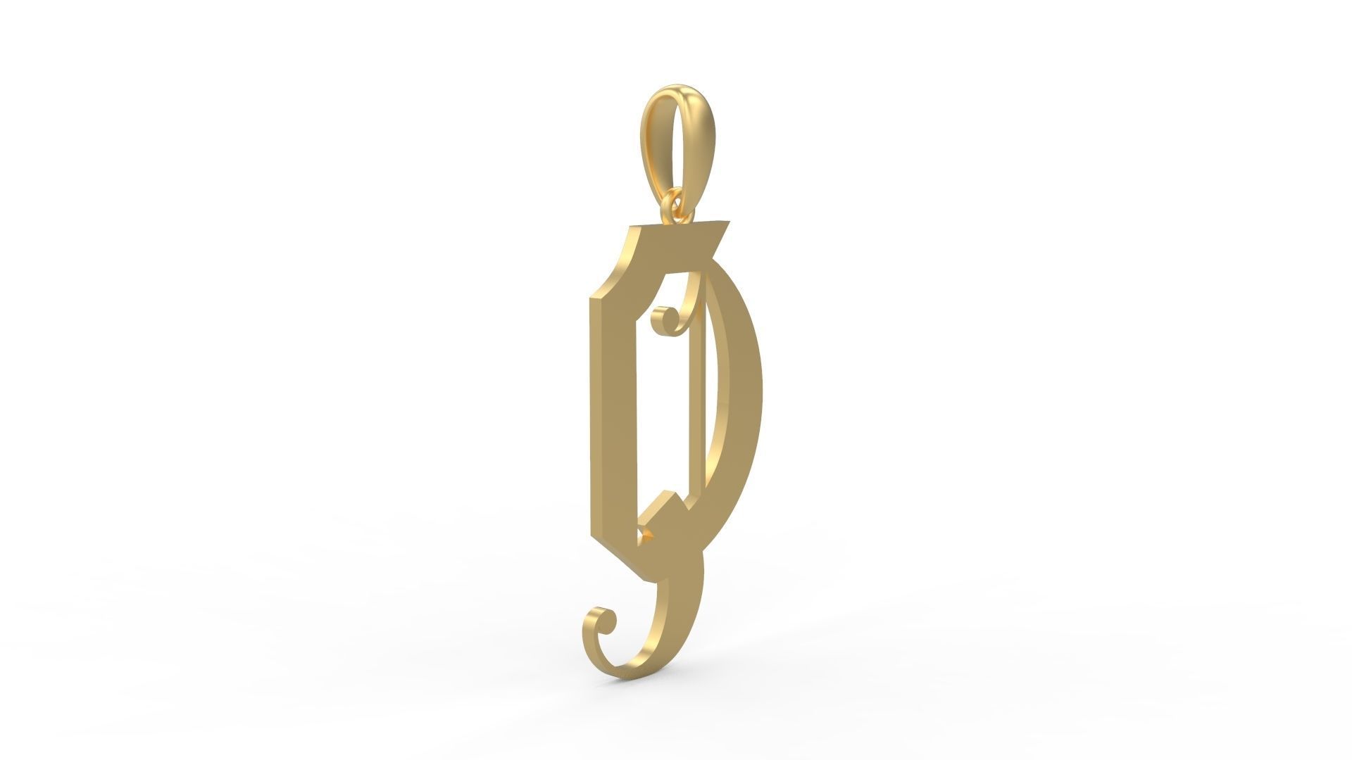 Initial Letters Pendant Battom Glory Q 3D print model_3