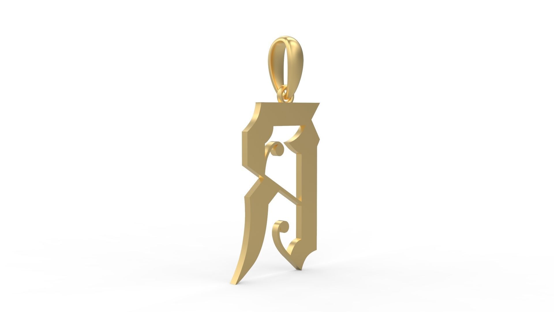 Initial Letters Pendant Battom Glory R 3D print model_3