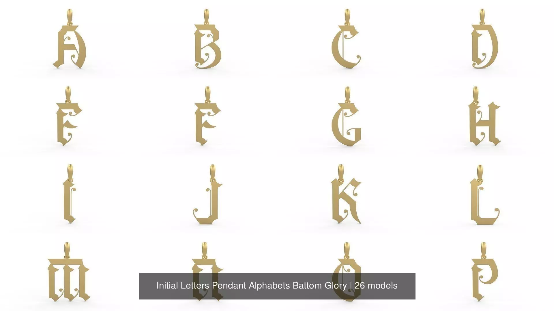 Initial Letters Pendant Alphabets Battom Glory 3D Model Collection_0