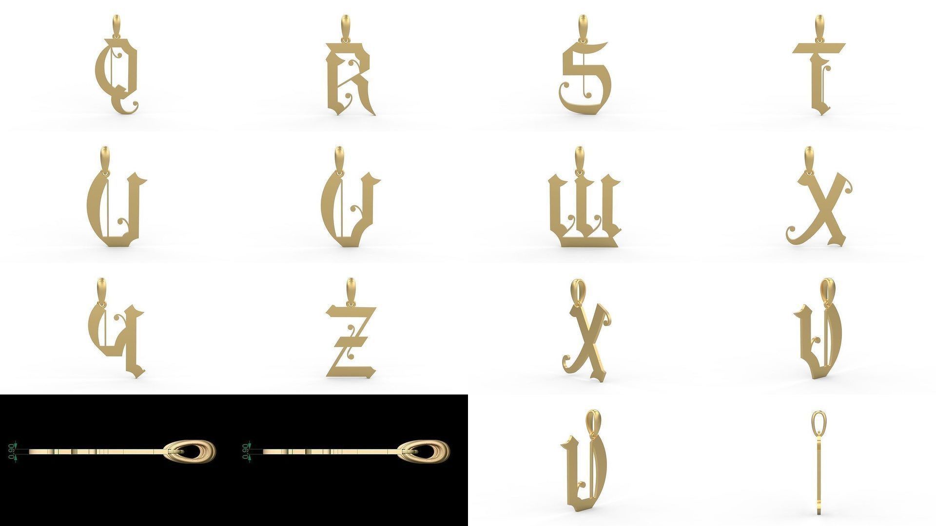 Initial Letters Pendant Alphabets Battom Glory 3D Model Collection_1