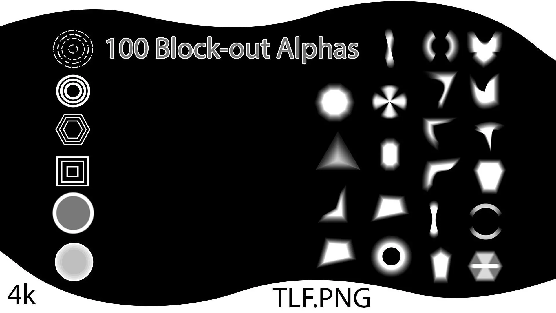 100 Block out Alpha for zbrush quality 4k Free 3D model