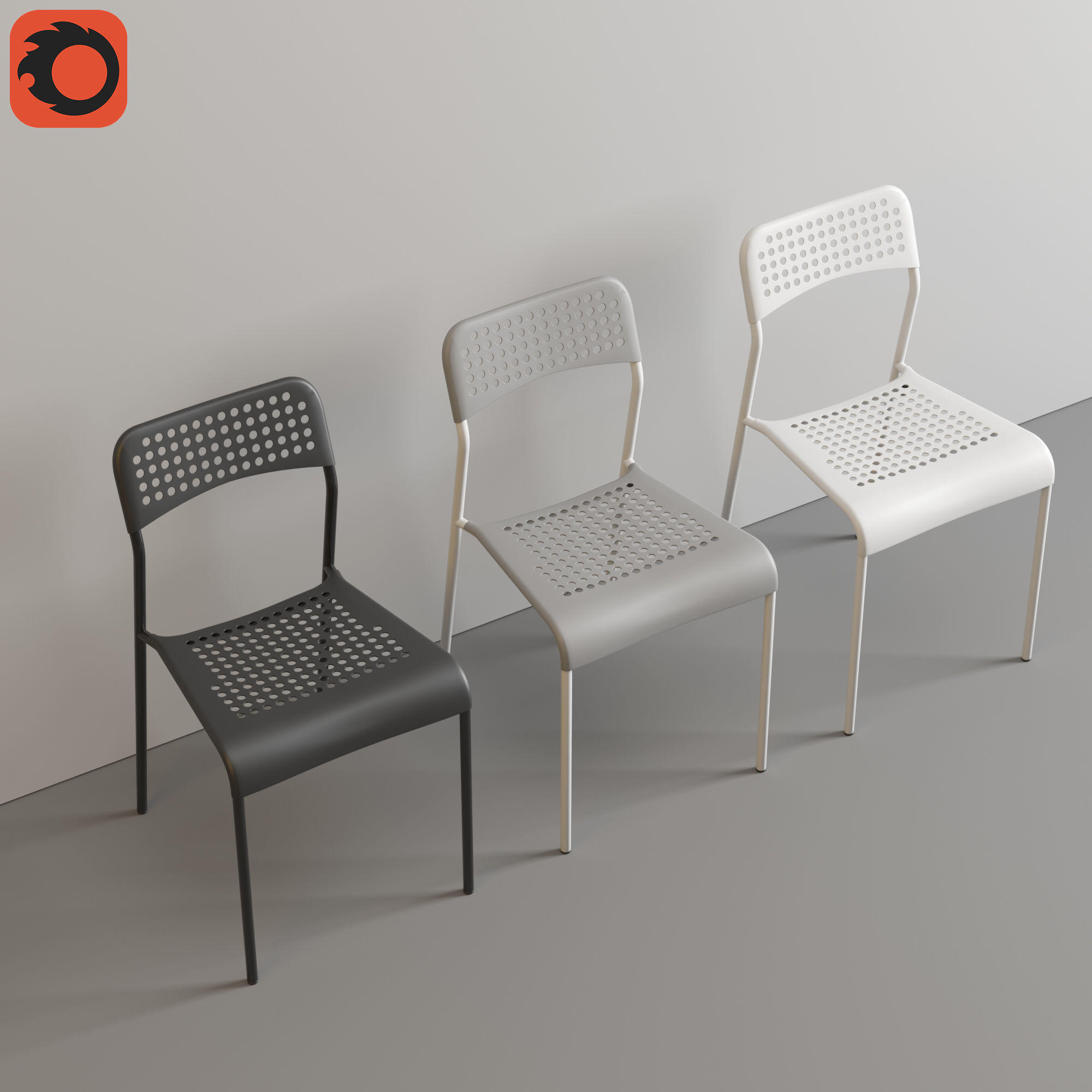 Chair IKEA ADDE 3D model_3