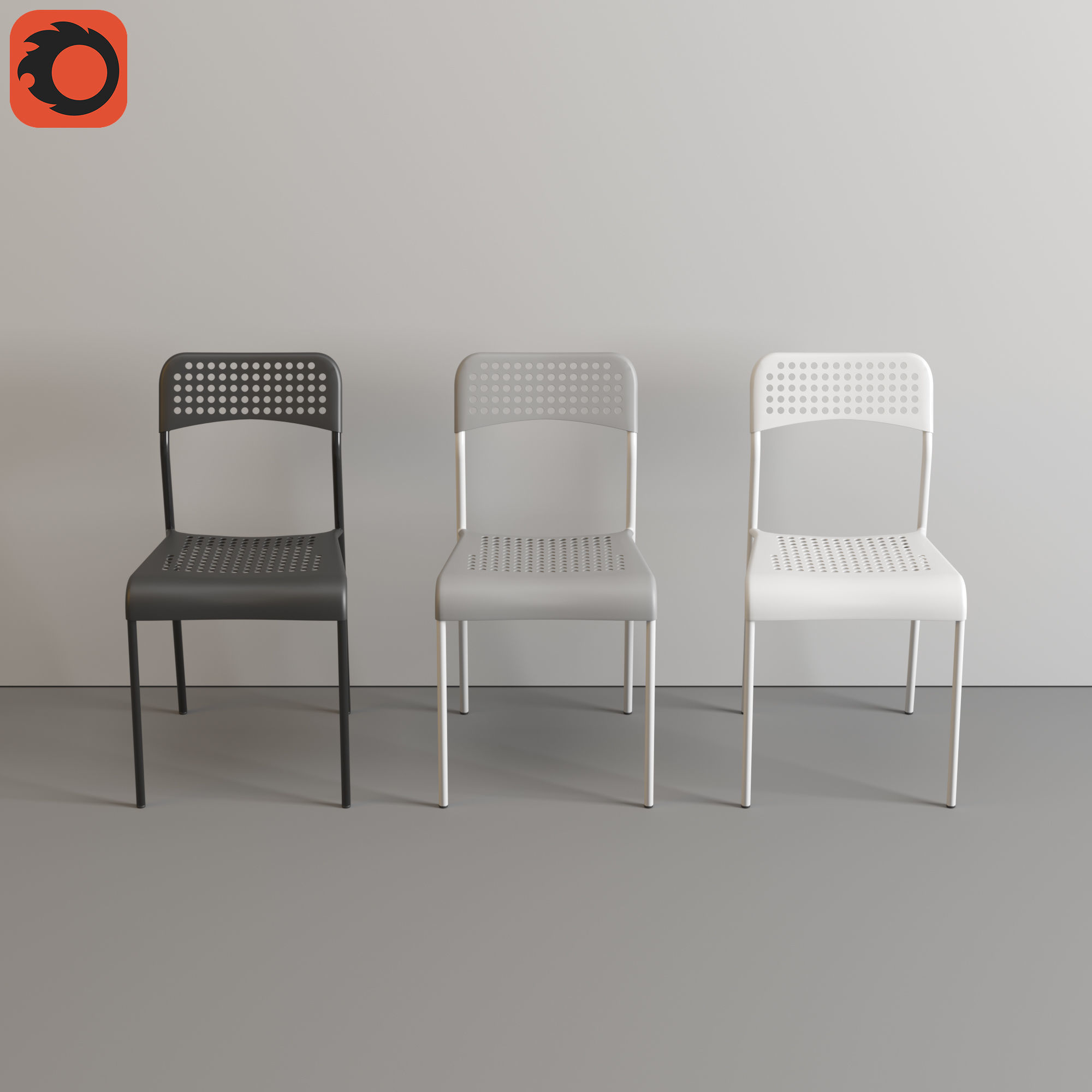 Chair IKEA ADDE 3D model_4
