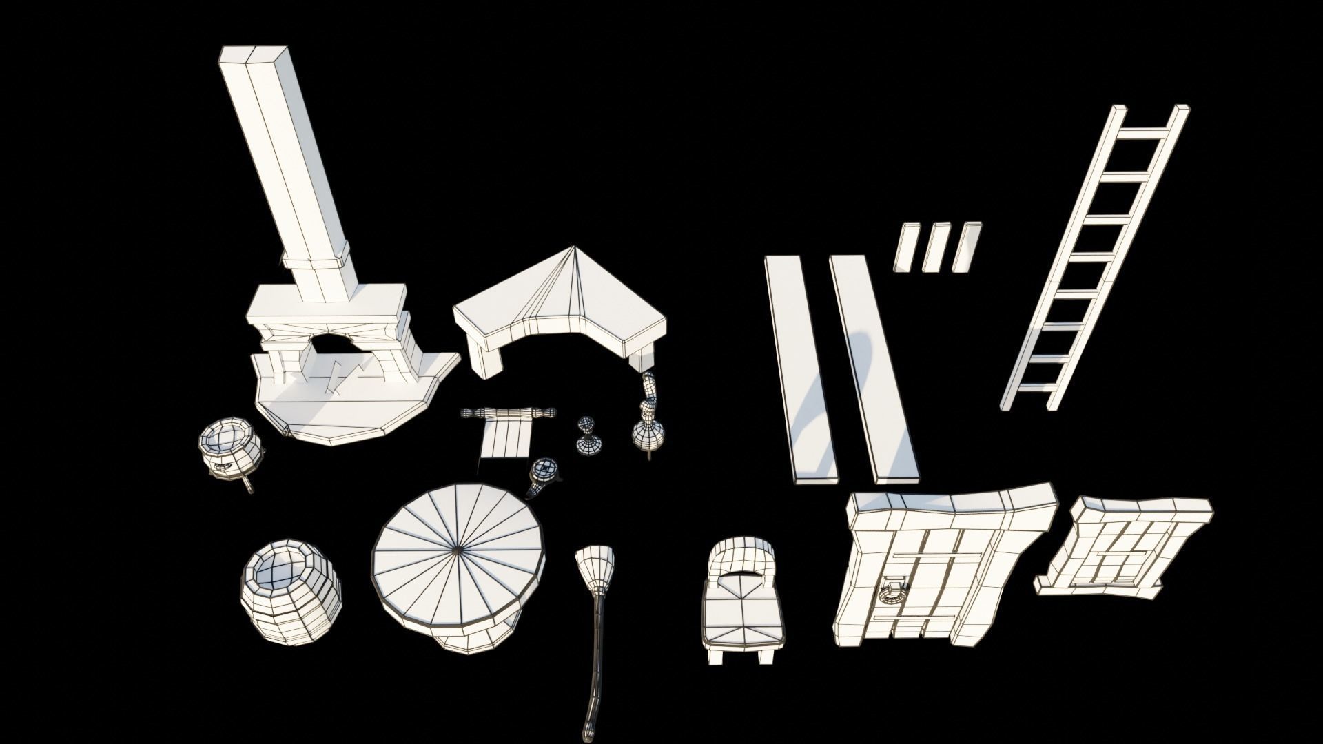 Stylized Witch Interior Decore Low-poly 3D model_10