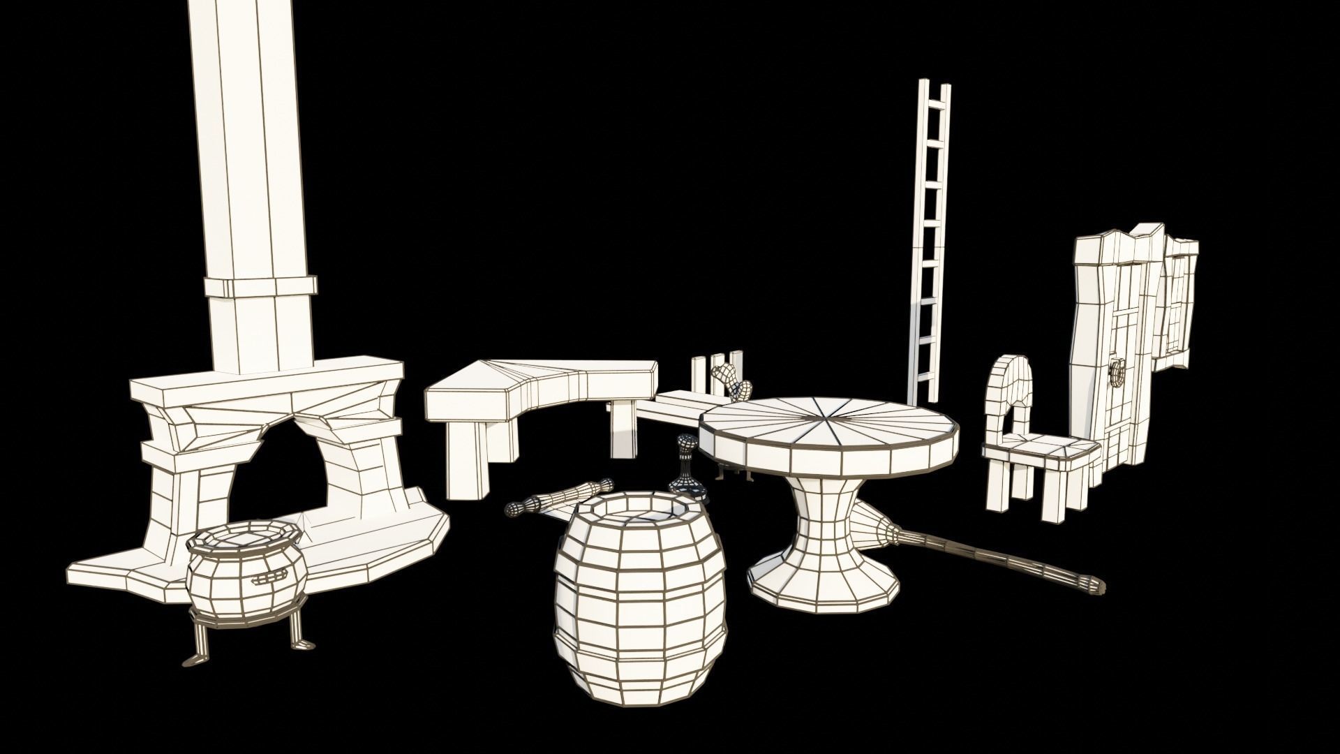 Stylized Witch Interior Decore Low-poly 3D model_11