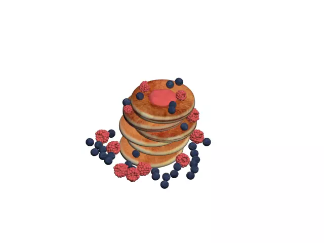 Blueberry Pancakes Free 3D model