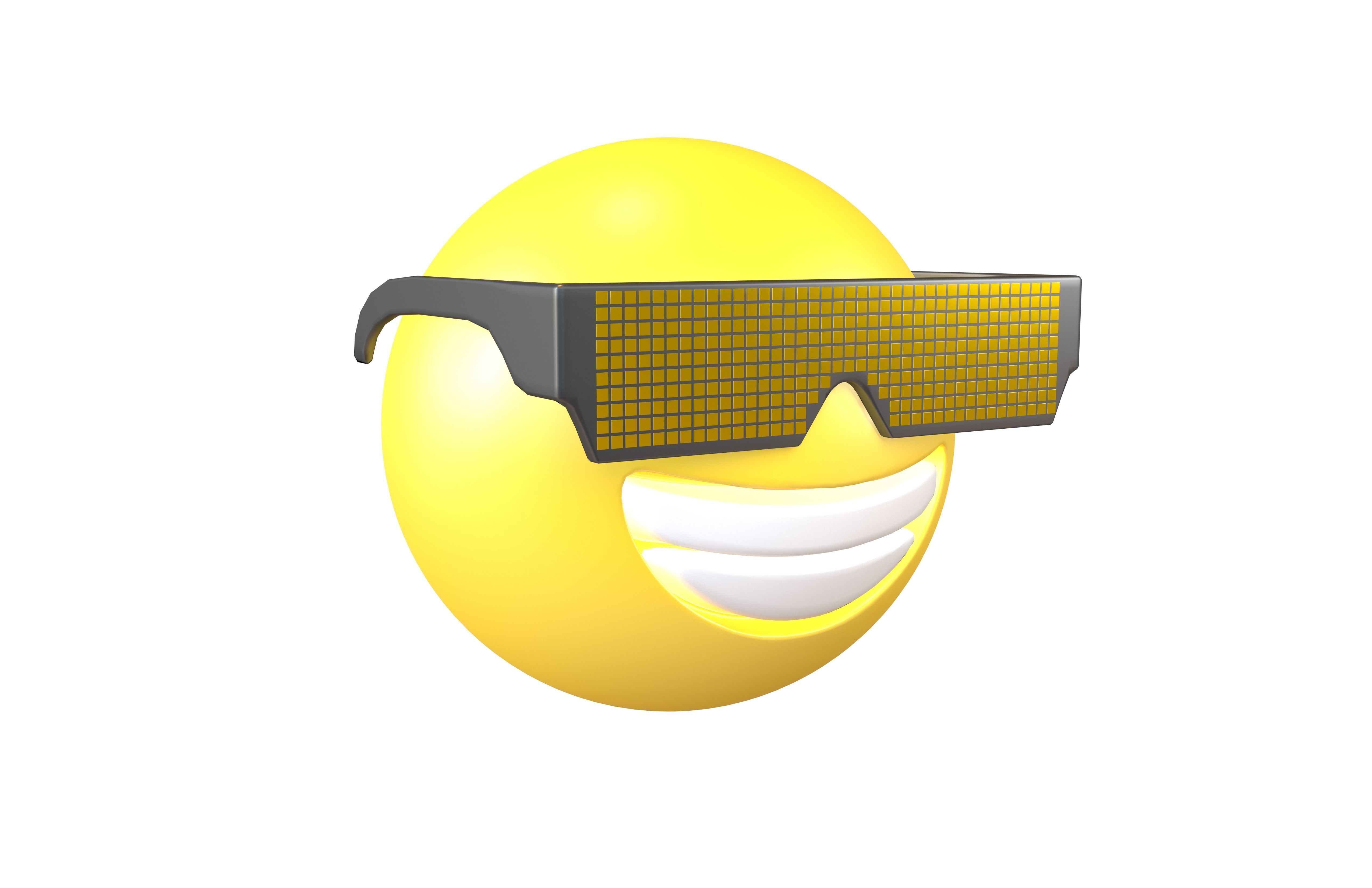Beaming Face With Future Technology Glasses v1 005 Low-poly 3D model_2
