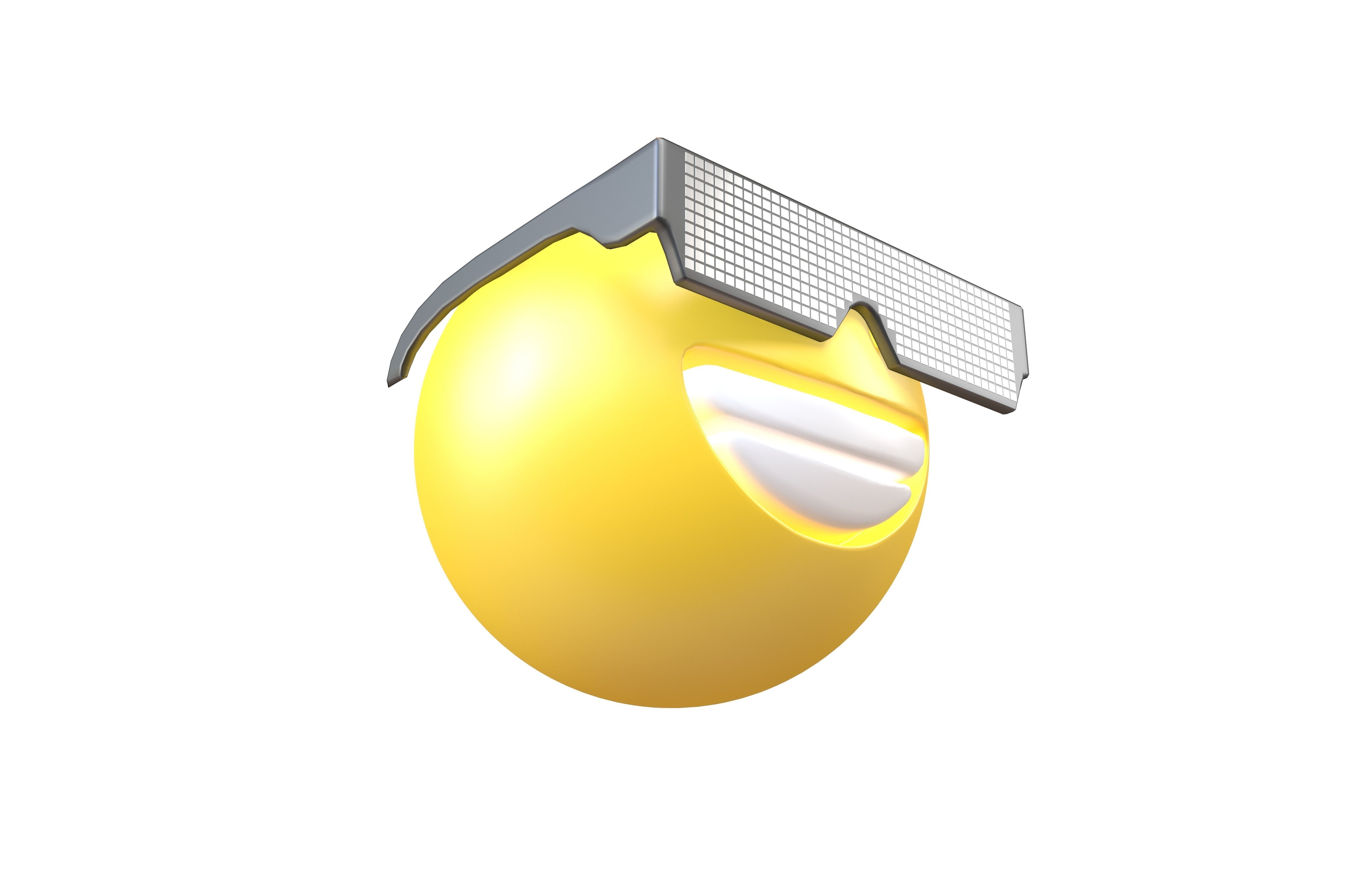Beaming Face With Future Technology Glasses v1 006 Low-poly 3D model_3