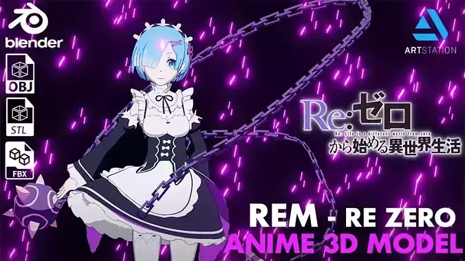 Rem - Re Zero anime 3D model