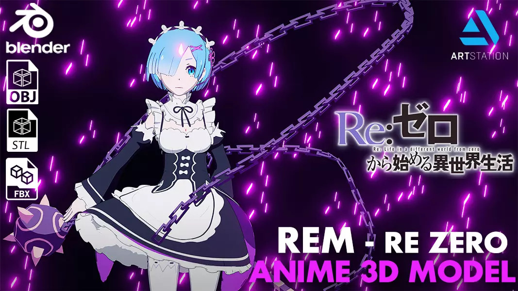 Rem - Re Zero anime 3D model